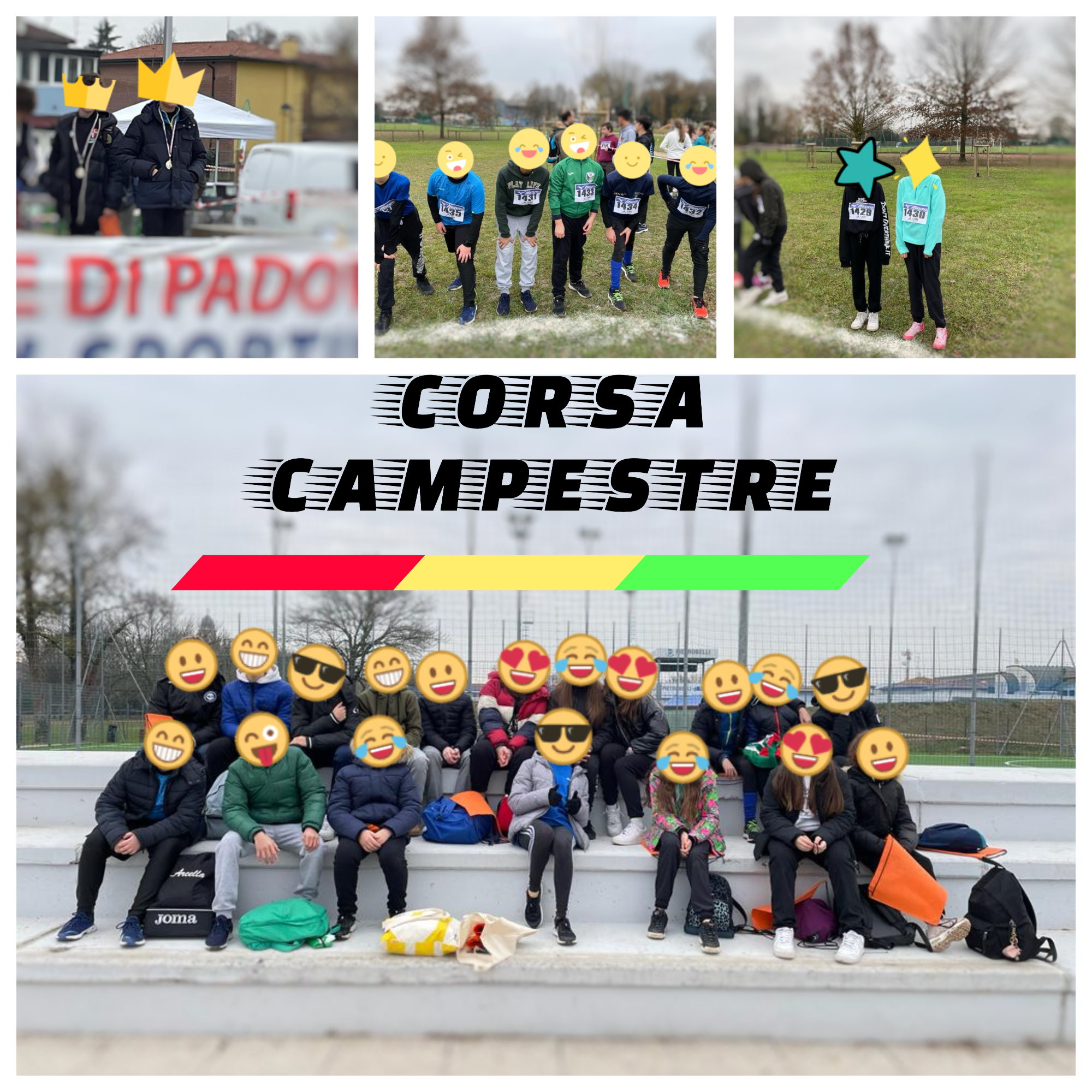 Collage di foto dalla corsa campestre