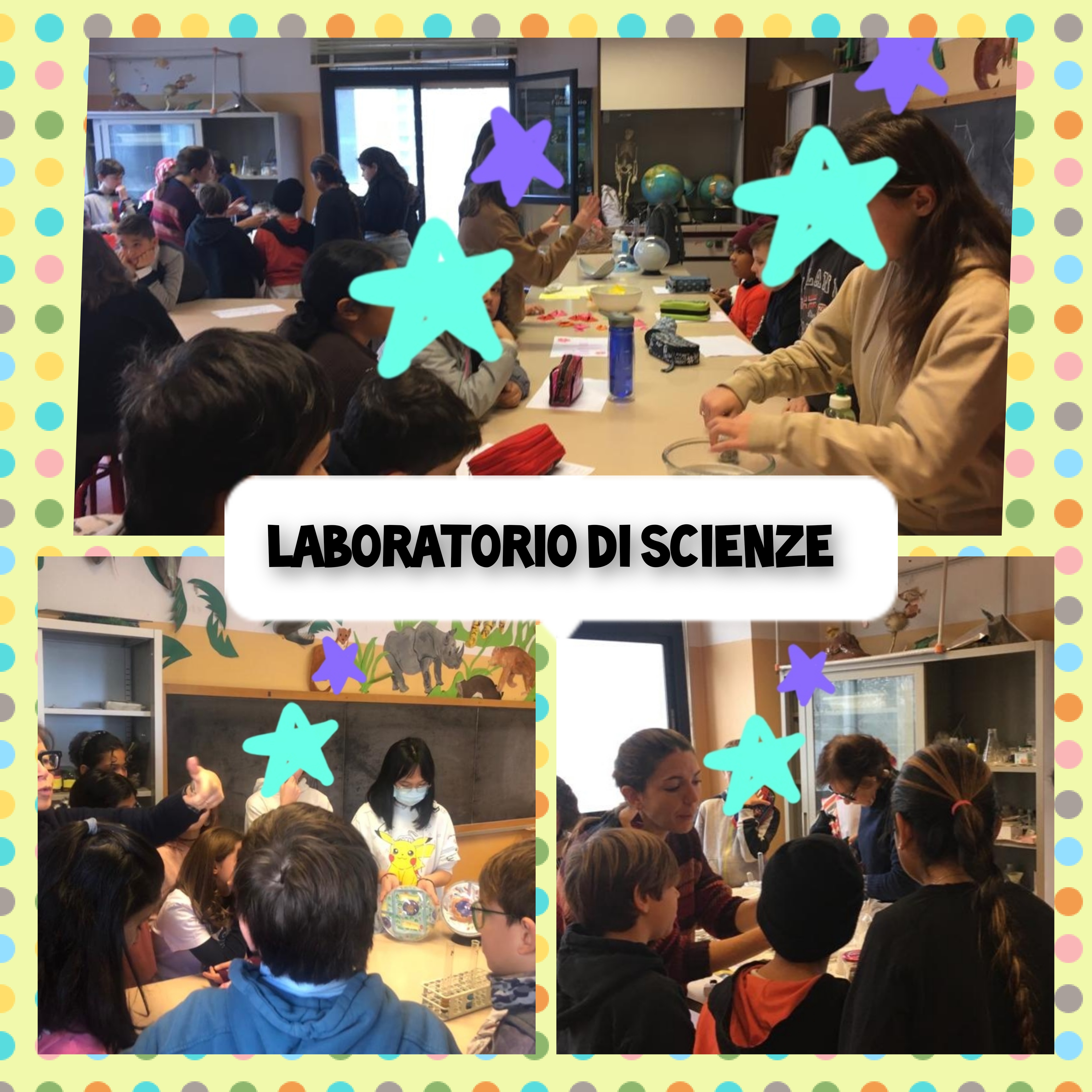 Immagini del laboratorio di scienze con i bambini di classe quinta