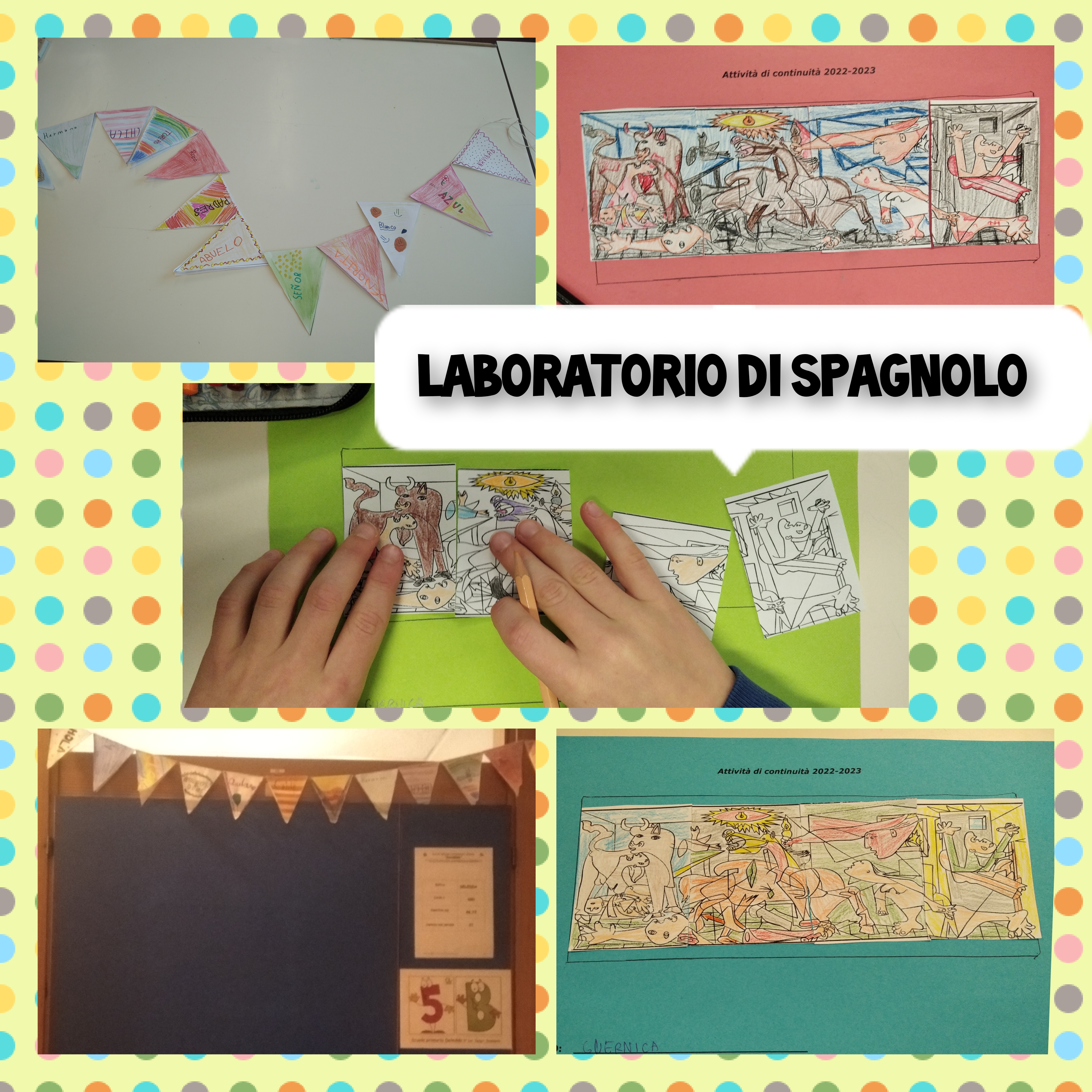 Immagini del laboratorio di spagnolo con i bambini di classe quinta